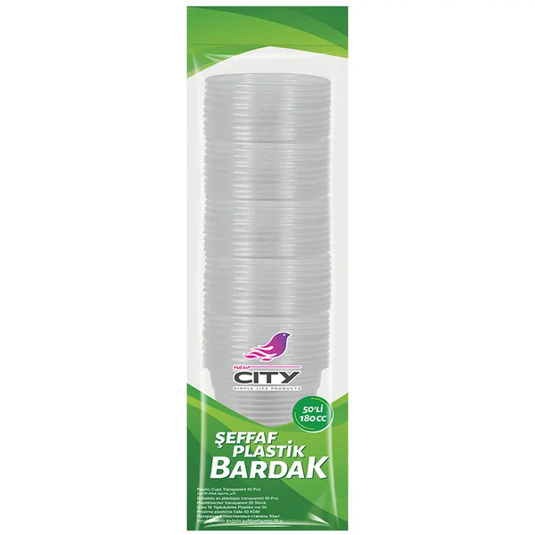 NEW CİTY ŞEFFAF PLASTİK BARDAK 50 Lİ